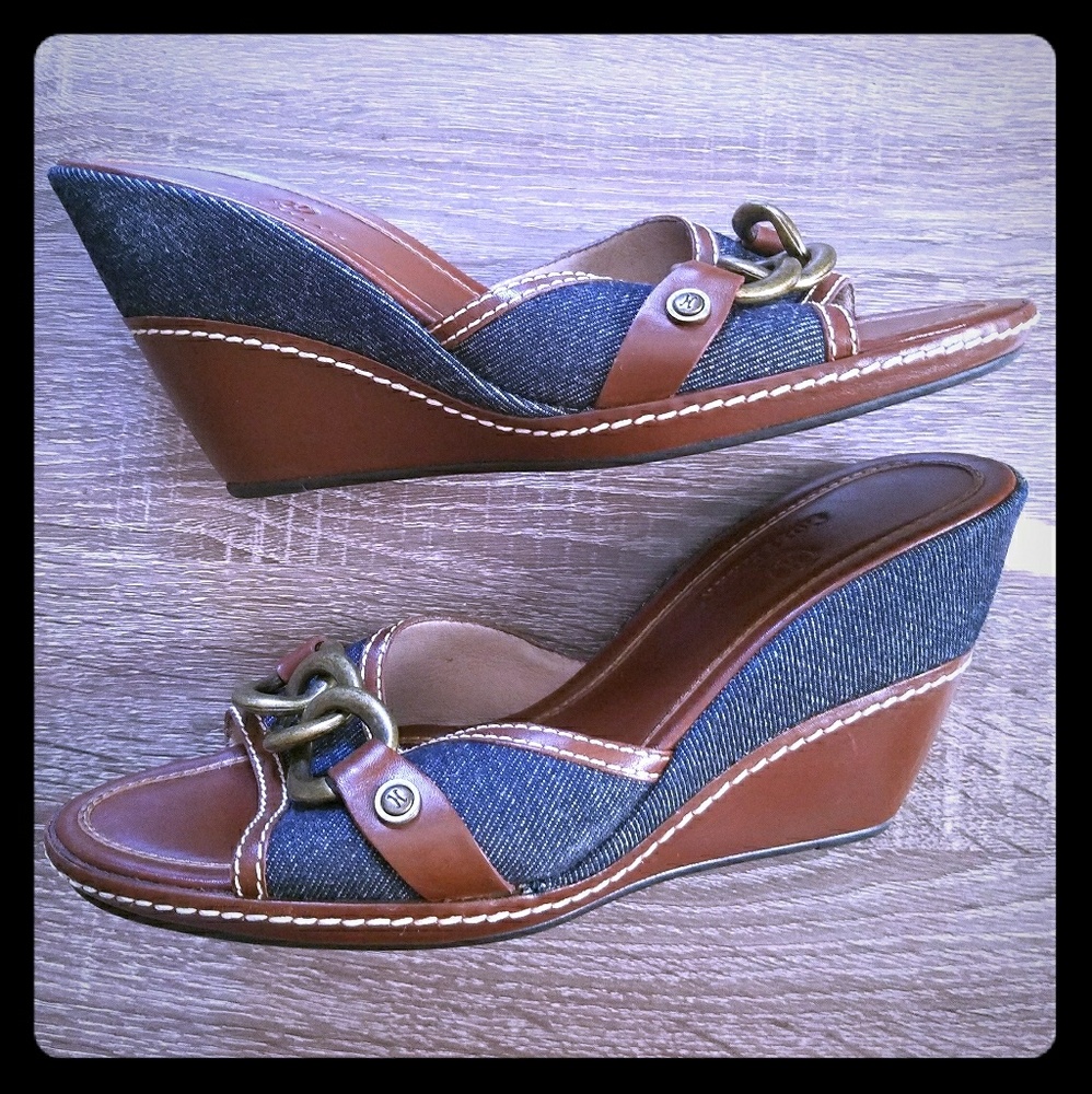 •Cole Haan• jean & leather wedge